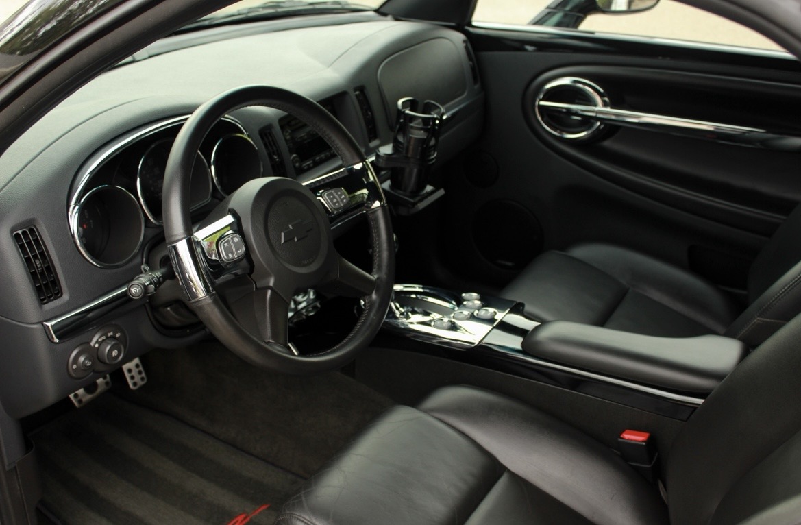 Detailed black leather dashboard